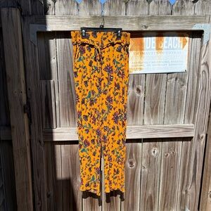 Floral Wide Leg Pants - Orange